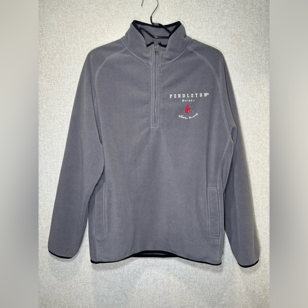 Pendleton Woolen Mills Whisky Logo 1/4 Zip Fleece Sweater “Let’er Buck” Size M